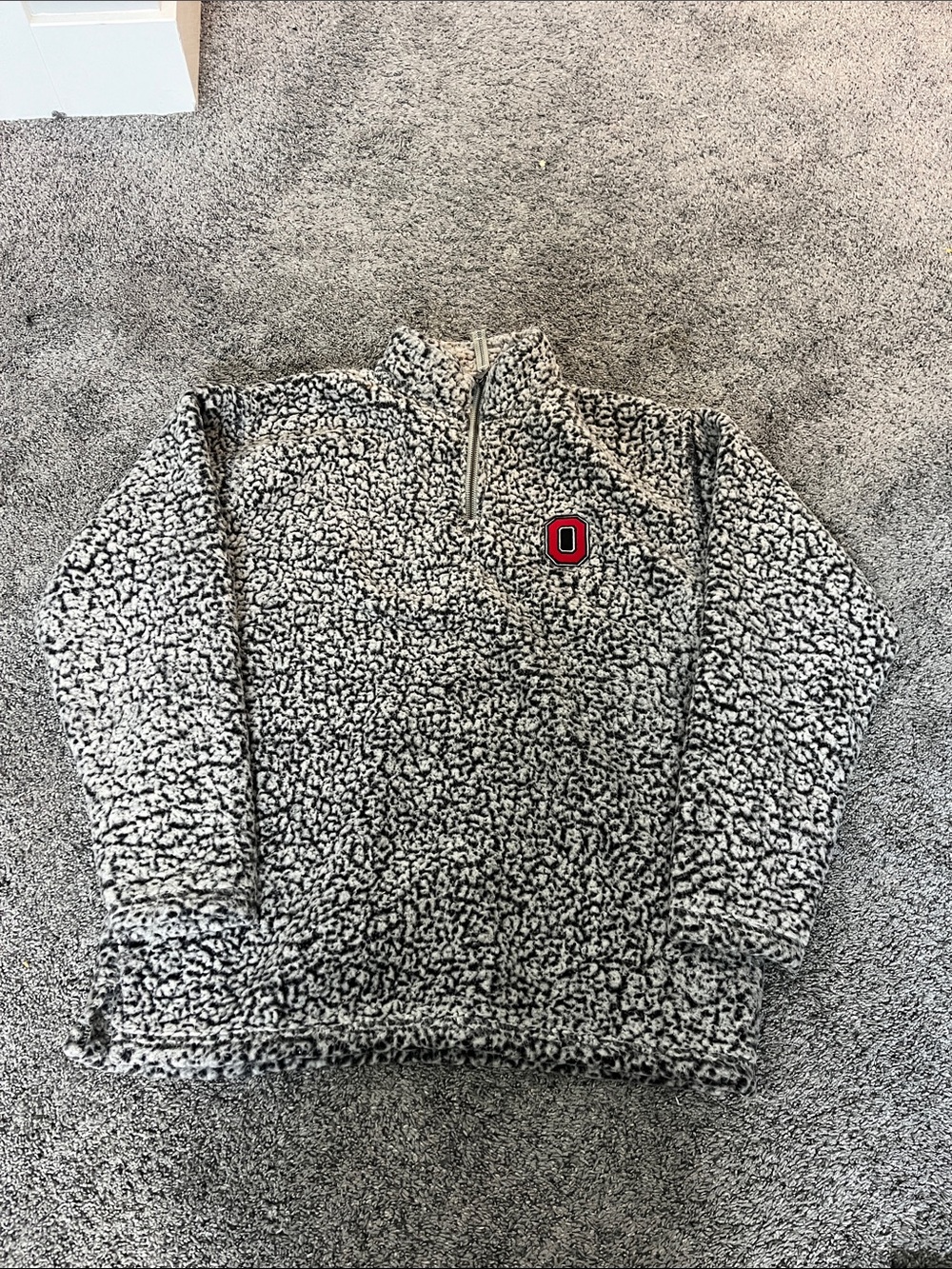 Top of the World Men's Sherpa Quarter-Zip Pullover - Black & White with Red Logo